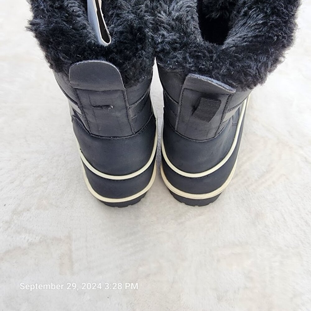Comfortview Boots Womens 12M Ankle Winter Casual Black Leather Lace Up Faux Fur - Picture 6 of 9